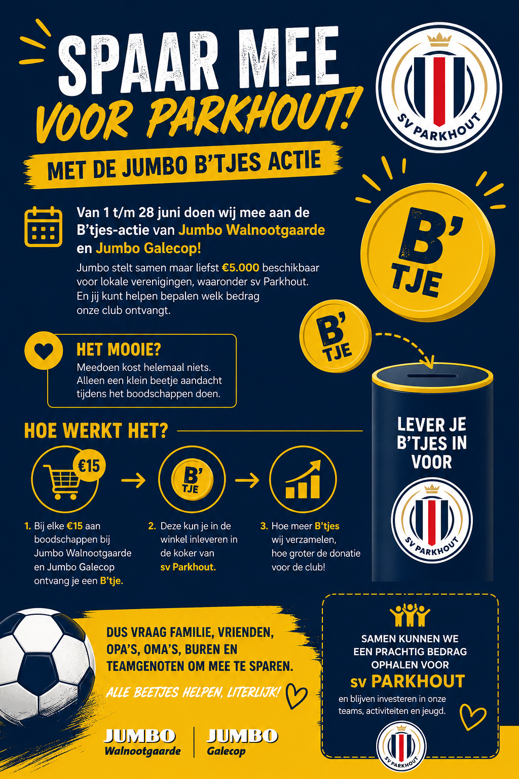 Spaar mee voor sv Parkhout met de Jumbo B’tjes actie