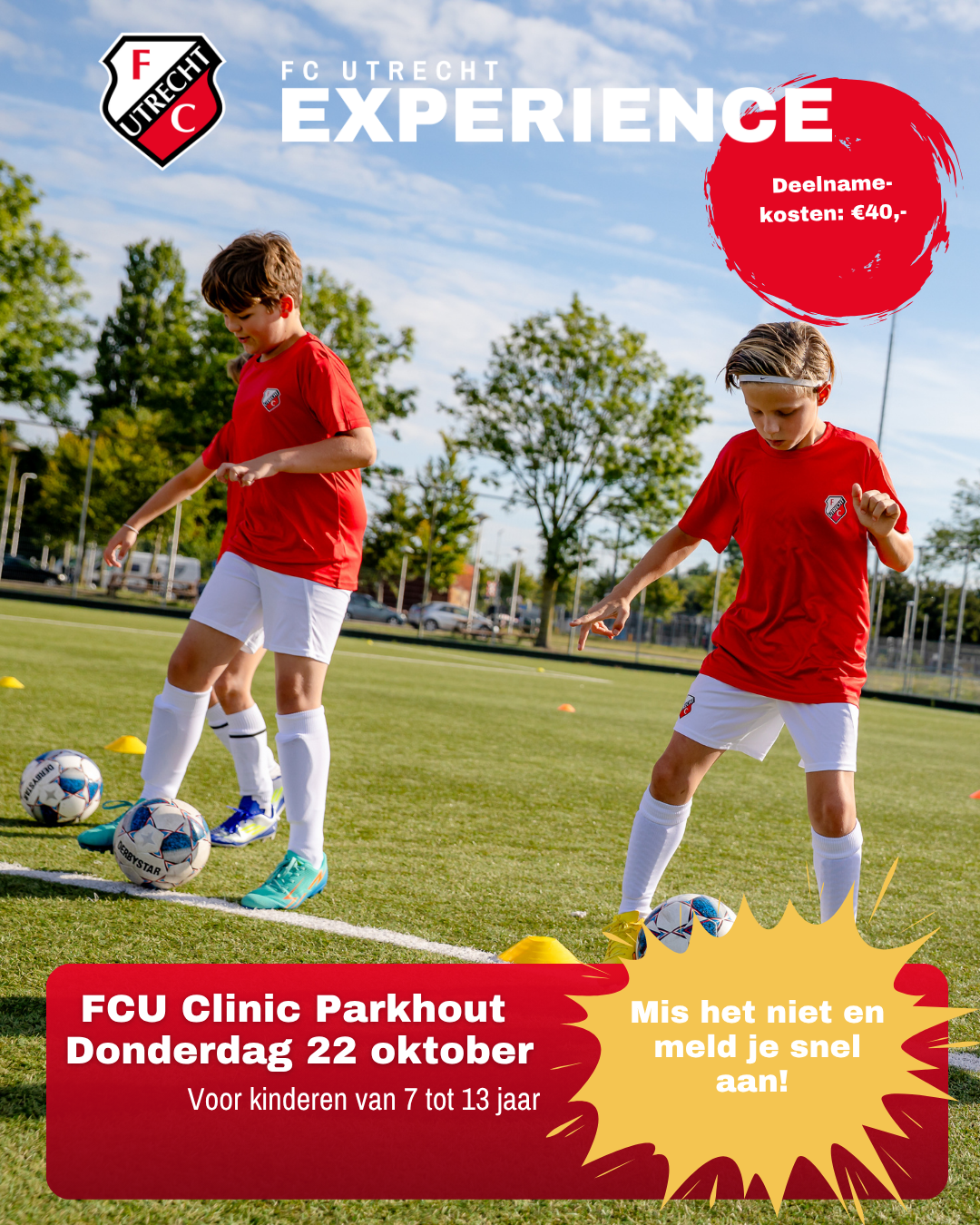 FC Utrecht Clinic bij Parkhout: Train als een echte jeugdspeler van de Academy!