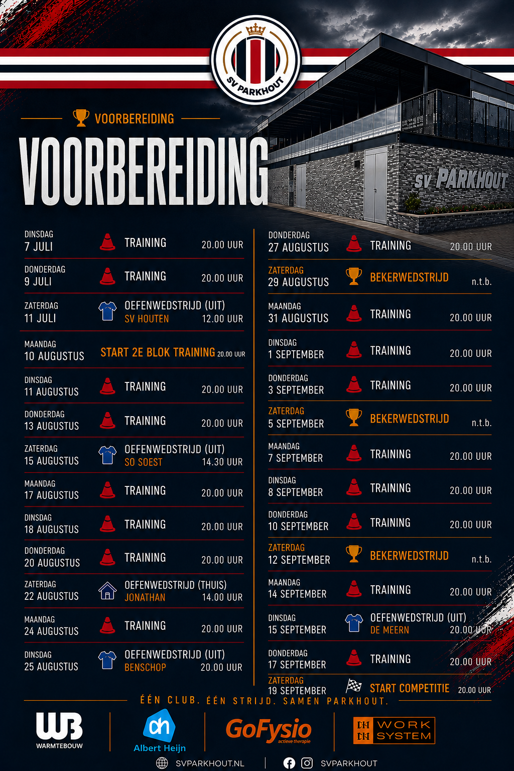 Voorbereiding 1e elftal in volle gang